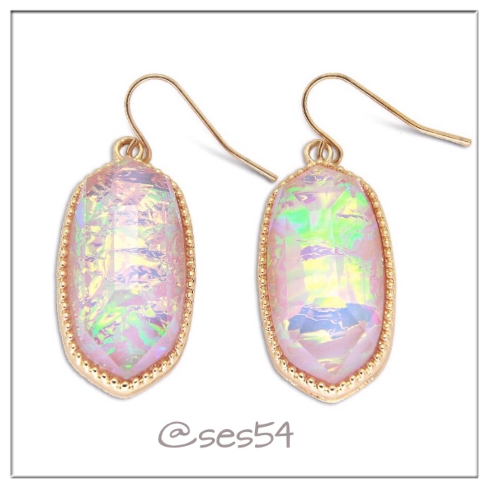 Fire glow Iridescent lavender Opal drop/fishhook earrings